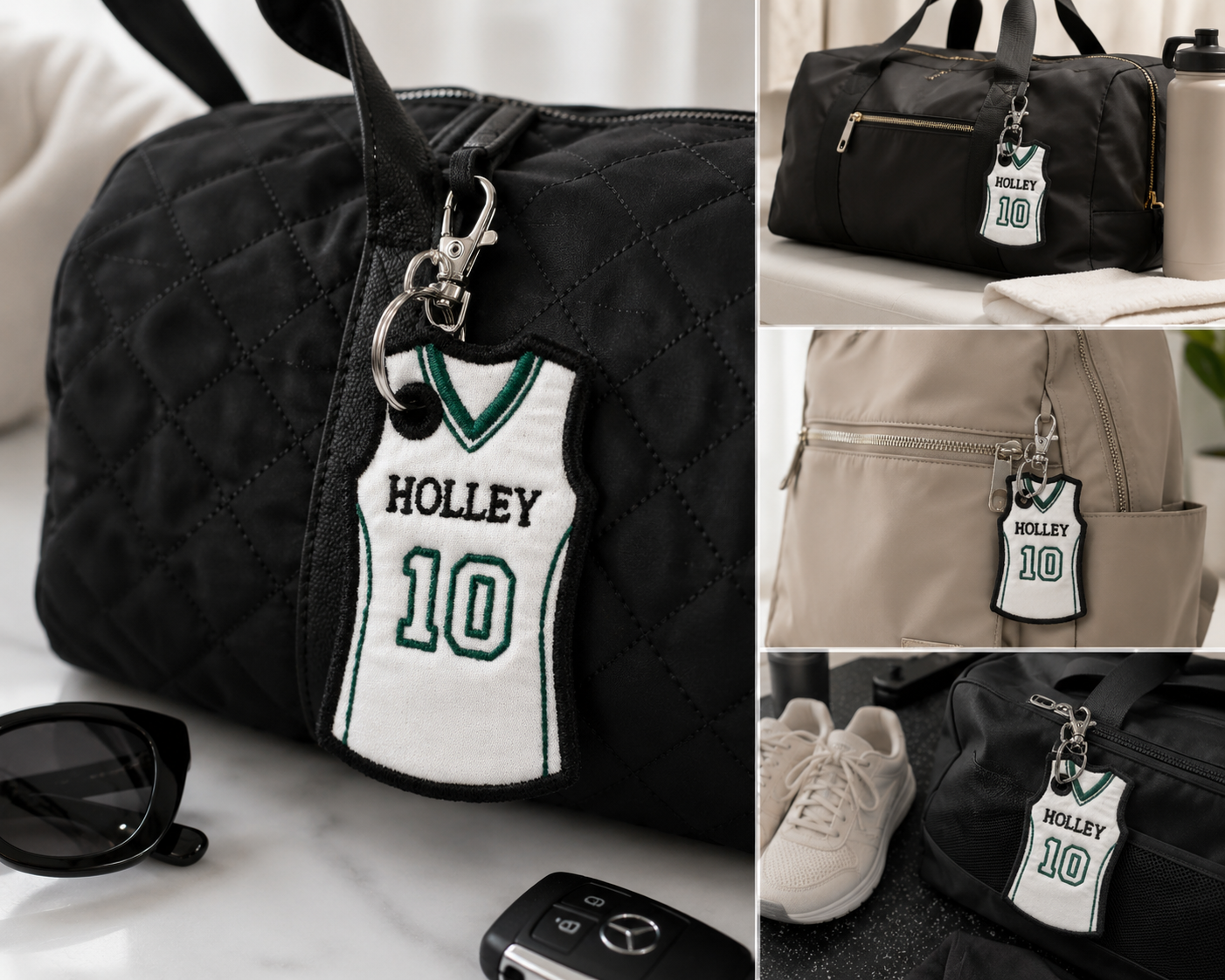 Personalized Embroidered Sports Jersey Keychain Custom Team Jersey Bag Tag